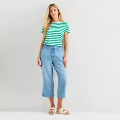 St. John's Bay Womens High Rise Cropped Jean In Multi