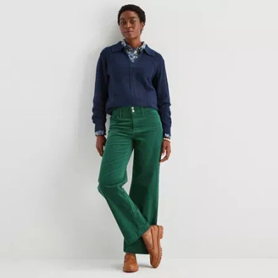 St. John's Bay Womens High Rise Wide Leg Corduroy Pant In Green