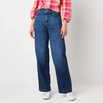 St. John's Bay Womens High Rise Wide Leg Jean In Blue
