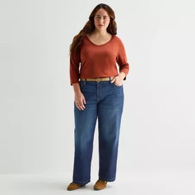 St. John's Bay Womens High Rise Wide Leg Jean In Blue