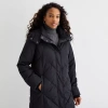 St. John's Bay Womens Hooded Heavyweight Puffer Jacket In Black