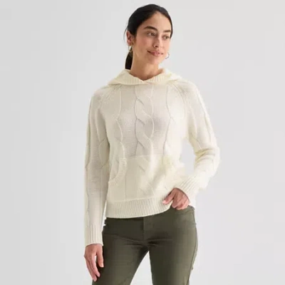 St. John's Bay Womens Hooded Long Sleeve Pullover Sweater In Blue