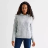 St. John's Bay Womens Hooded Long Sleeve Pullover Sweater In Gray