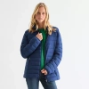 St. John's Bay Womens Hooded Midweight Puffer Jacket In Multi