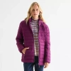 St. John's Bay Womens Hooded Midweight Puffer Jacket In Animal Print