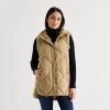 St. John's Bay Womens Hooded Midweight Puffer Vest In Brown