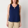 St. John's Bay Womens Keyhole Neck Sleeveless Tank Top In Blue