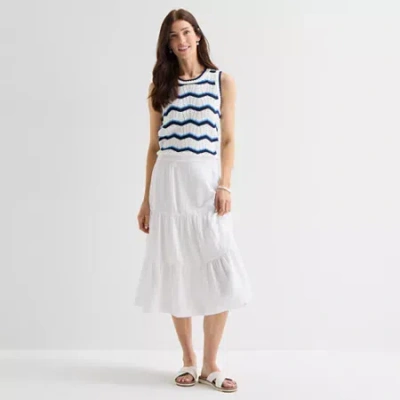 St. John's Bay Womens Long A-line Skirt In White