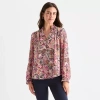 St. John's Bay Womens Long Sleeve Blouse In Pink