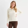 St. John's Bay Womens Long Sleeve Polo Shirt In Neutral