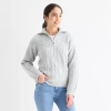St. John's Bay Womens Long Sleeve Pullover Sweater In Gray