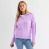 St. John's Bay Womens Long Sleeve Pullover Sweater In Purple