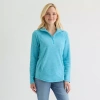 St. John's Bay Womens Long Sleeve Quarter-zip Pullover In Blue