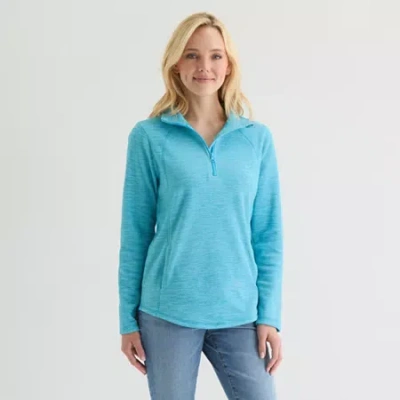 St. John's Bay Womens Long Sleeve Quarter-zip Pullover In Blue