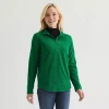 St. John's Bay Womens Long Sleeve Quarter-zip Pullover In Green