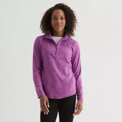 St. John's Bay Womens Long Sleeve Quarter-zip Pullover In Purple