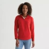 St. John's Bay Womens Long Sleeve Quarter-zip Pullover In Red