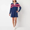 St. John's Bay Womens Long Sleeve Rugby Dress In Blue
