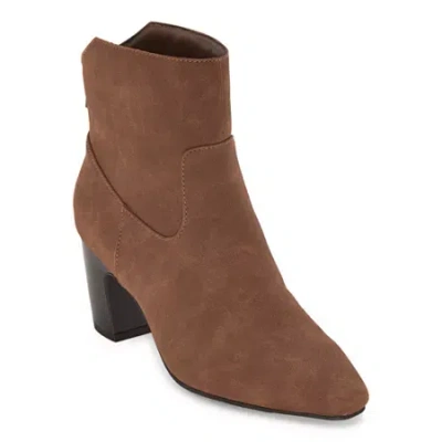 St. John's Bay Womens Marina Stacked Heel Booties In Brown