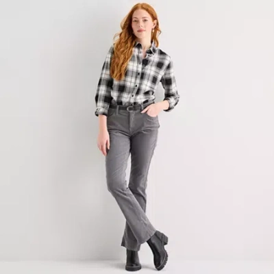 St. John's Bay Womens Mid Rise Bootcut Corduroy Pant In Gray