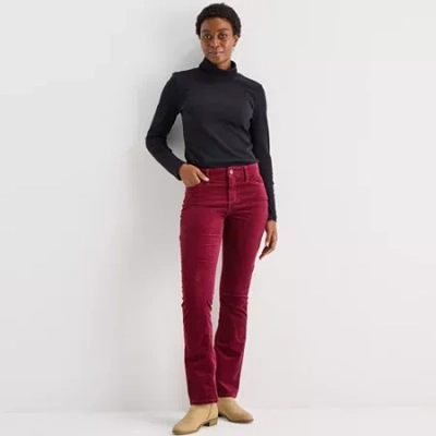 St. John's Bay Womens Mid Rise Bootcut Corduroy Pant In Red