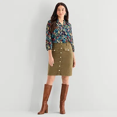 St. John's Bay Womens Mid Rise Pencil Skirt In Green