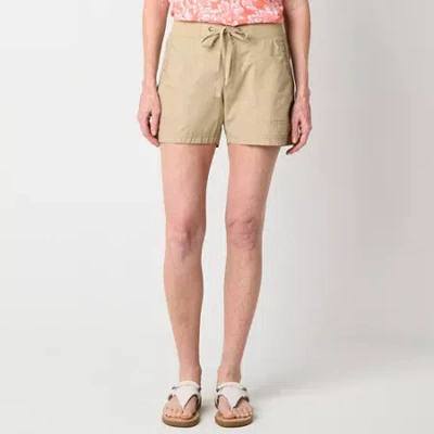 St. John's Bay Womens Mid Rise Soft Short In Brown