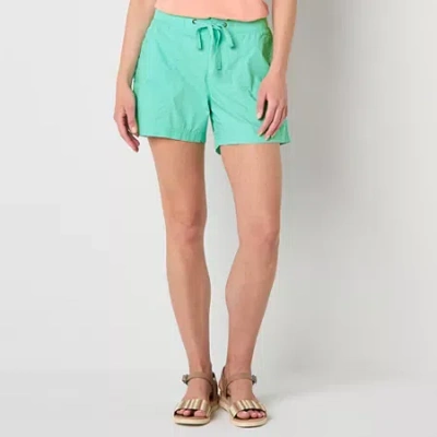 St. John's Bay Womens Mid Rise Soft Short In Green