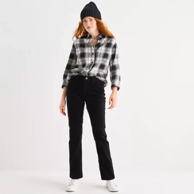 St. John's Bay Womens Mid Rise Straight Corduroy Pant In Black