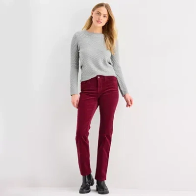 St. John's Bay Womens Mid Rise Straight Corduroy Pant In Red