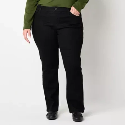 St. John's Bay Womens Mid Rise Straight Leg Jean In Black