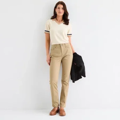 St. John's Bay Womens Mid Rise Straight Leg Jean In Brown