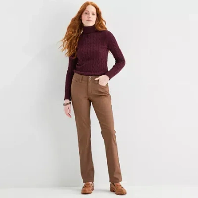 St. John's Bay Womens Mid Rise Straight Leg Jean In Brown