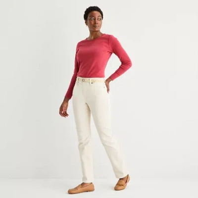 St. John's Bay Womens Mid Rise Straight Leg Jean In White