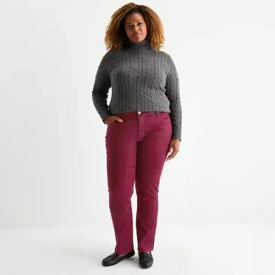 St. John's Bay Womens Mid Rise Stretch Fabric Straight Leg Jean In Red