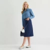 St. John's Bay Womens Midi A-line Corduroy Skirt In Blue