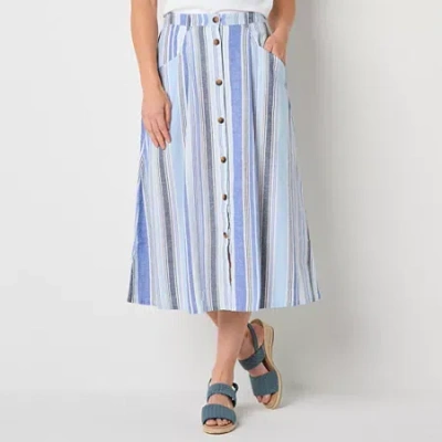 St. John's Bay Womens Midi A-line Skirt In Blue