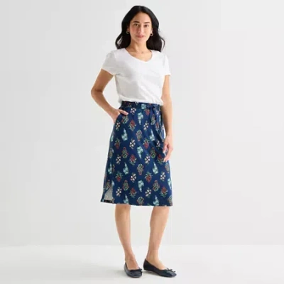 St. John's Bay Womens Midi A-line Skirt In Blue