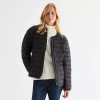 St. John's Bay Womens Midweight Puffer Jacket In Black