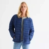 St. John's Bay Womens Midweight Puffer Jacket In Blue
