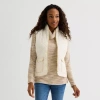 St. John's Bay Womens Midweight Quilted Vest In White
