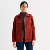 St. John's Bay Womens Midweight Shirt Jacket In Red