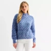 St. John's Bay Womens Mock Neck Long Sleeve Pullover Sweater In Blue