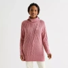 St. John's Bay Womens Mock Neck Long Sleeve Pullover Sweater In Pink