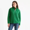 St. John's Bay Womens Mock Neck Long Sleeve Quarter-zip Pullover In Green