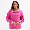 St. John's Bay Womens Mock Neck Long Sleeve Sweatshirt In Pink