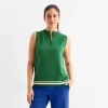 St. John's Bay Womens Mock Neck Sleeveless Cable Knit Pullover Sweater In Green