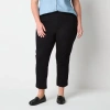 St. John's Bay Womens Plus Ankle Pull-on Pant In Black