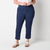 St. John's Bay Womens Plus Ankle Pull-on Pant In Blue
