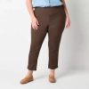 St. John's Bay Womens Plus Ankle Pull-on Pant In Brown